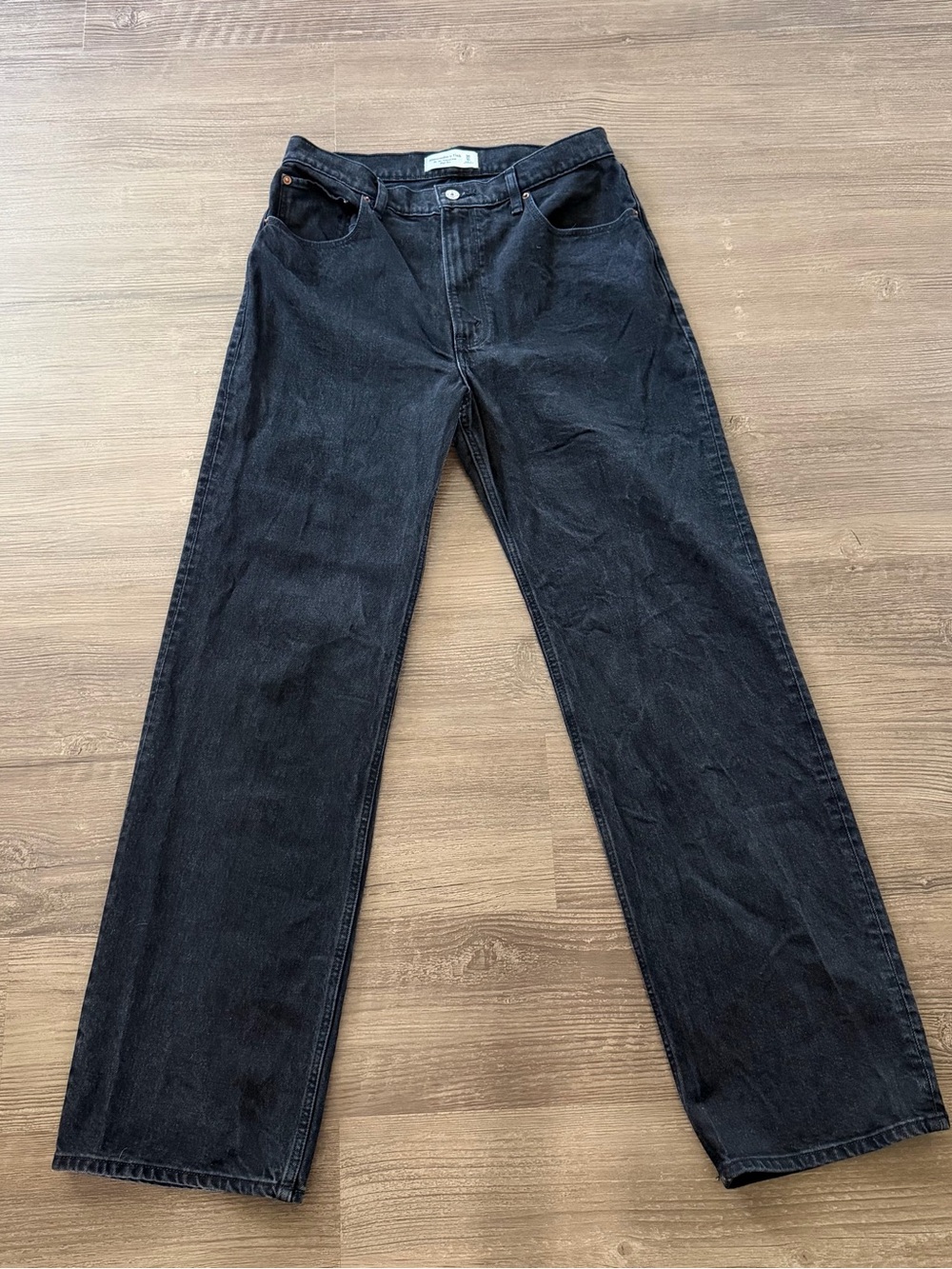 Abercrombie 90s Relaxed High Rise Jeans 30 Long Black Straight Leg